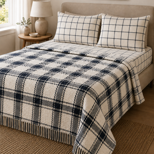 Luxury 4 Piece Pike Set – Double Size Bedspread, Sheet & Pillow Covers