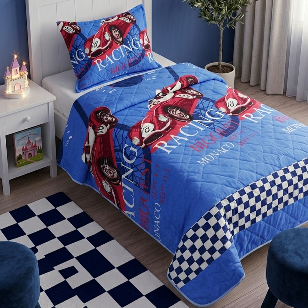 Racing Car Kids Pike Set – Single Size Quilt Cover Set