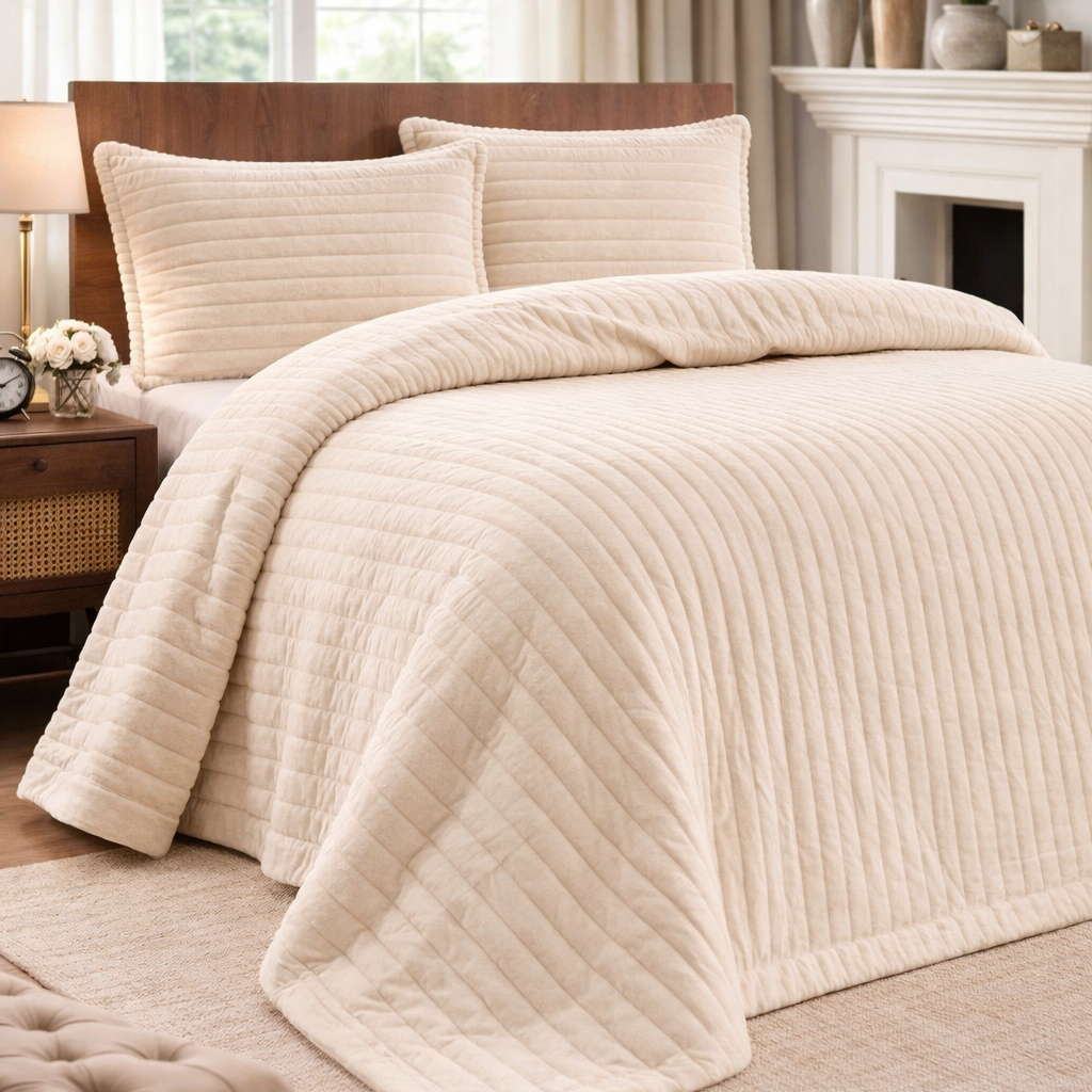 Premium Double Blanket Set – 220x240 cm Ultra Soft Cozy Blanket & 2 Pillow Covers