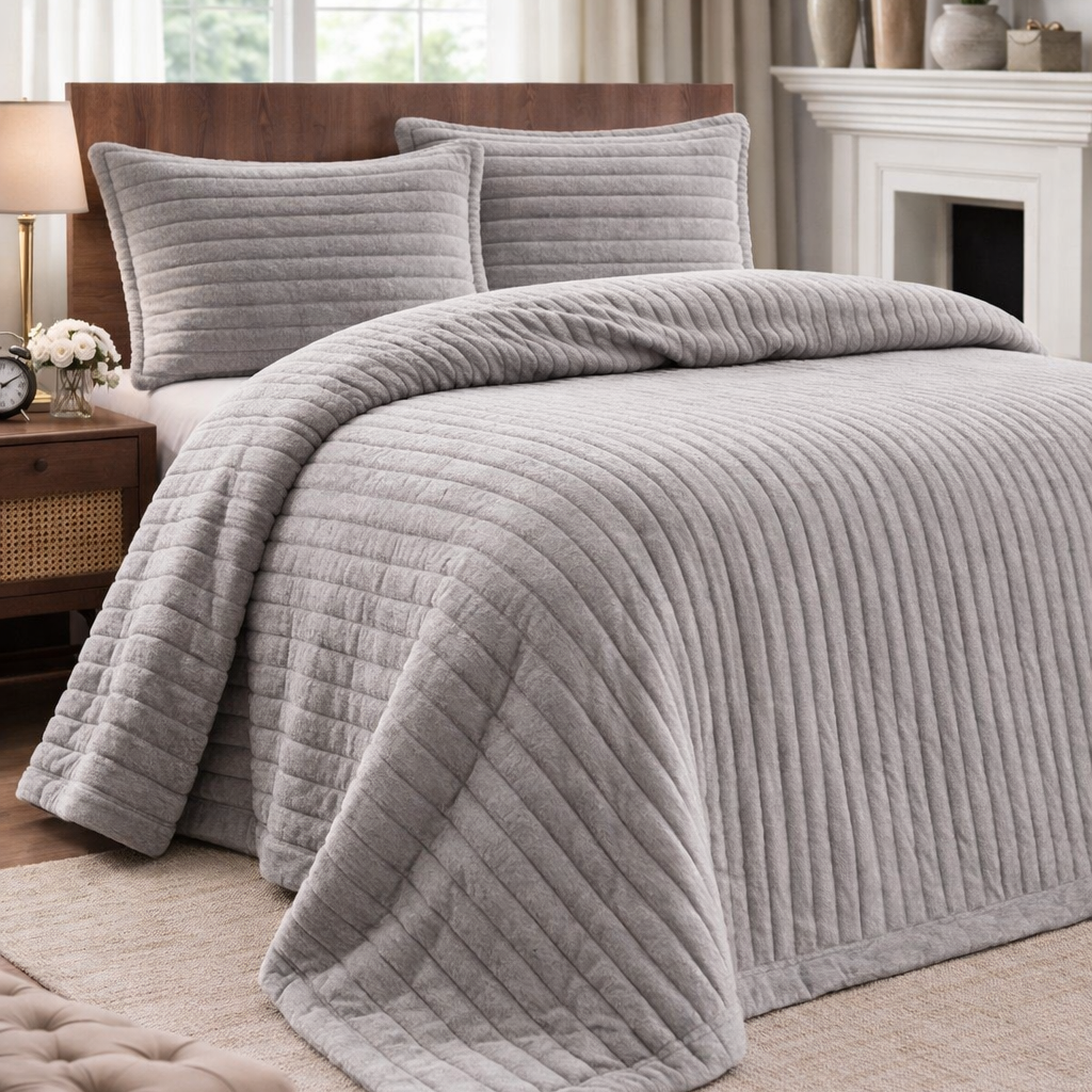 Premium Double Blanket Set – 220x240 cm Ultra Soft Cozy Blanket & 2 Pillow Covers