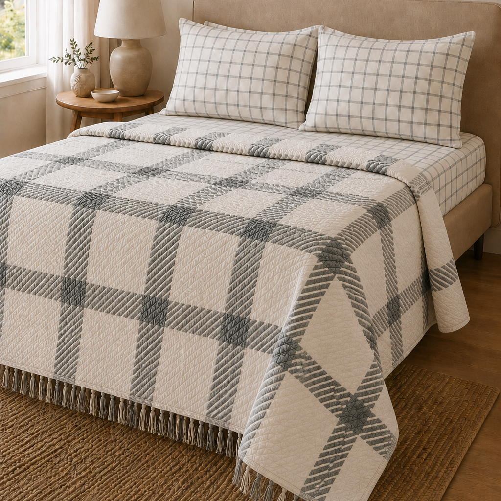 Luxury 4 Piece Pike Set – Double Size Bedspread, Sheet & Pillow Covers