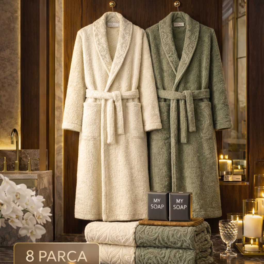 8 Piece Family Bathrobe & Towel Spa Set 100% Cotton