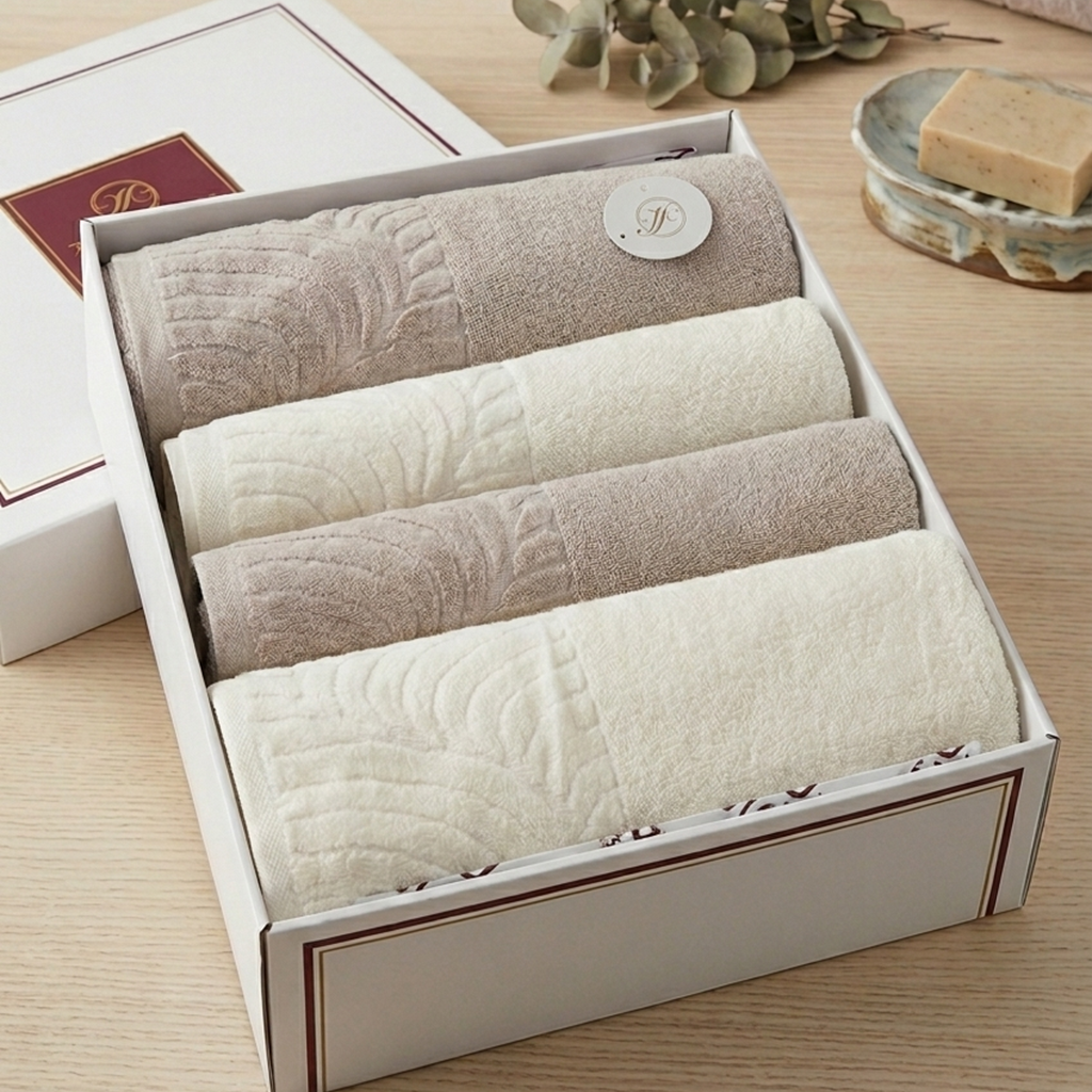 Luxury Spa Towel Set – 4 Piece 100% Cotton Bath & Face Towel Collection