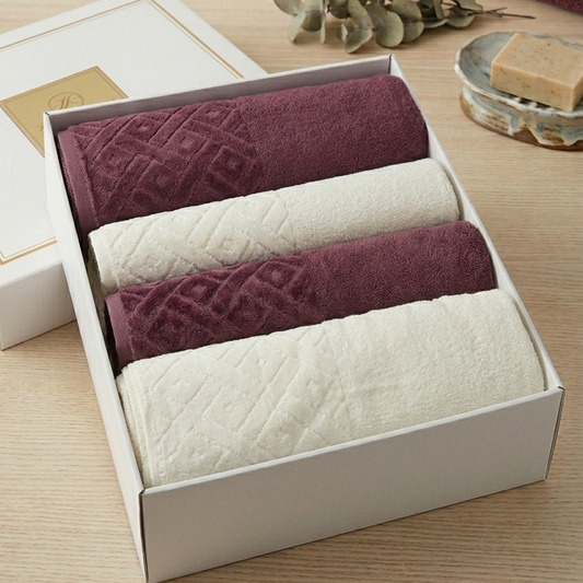 Luxury Spa Towel Set – 4 Piece 100% Cotton Bath & Face Towel Collection