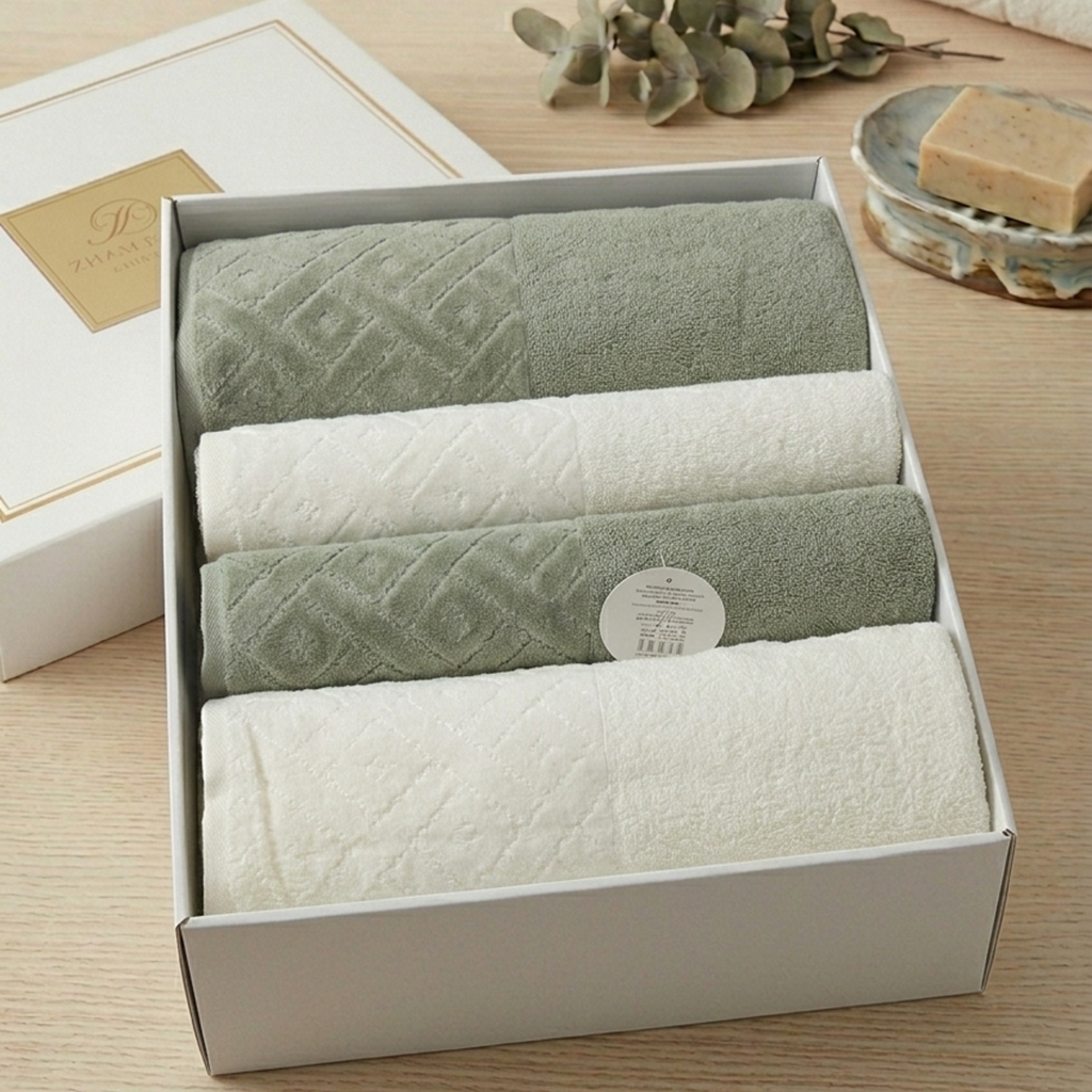 Luxury Spa Towel Set – 4 Piece 100% Cotton Bath & Face Towel Collection