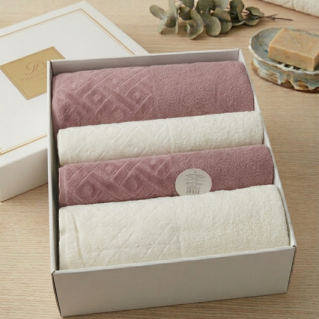 Luxury Spa Towel Set – 4 Piece 100% Cotton Bath & Face Towel Collection