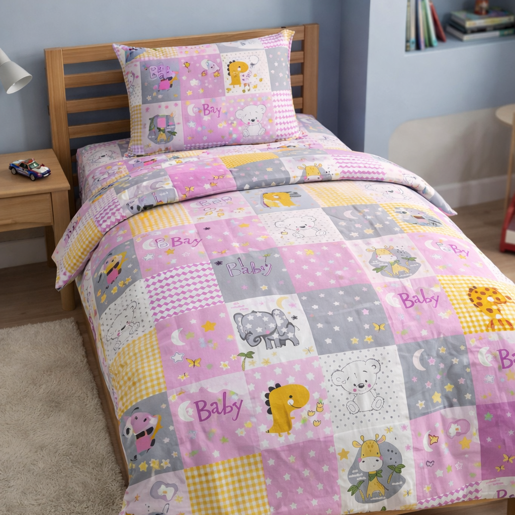 Cute Baby Single Duvet Cover Set – 3 Piece Kids Bedding Set