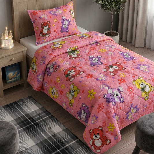 Cute Teddy Bear Kids Pike Set – Single Size Bedding Set