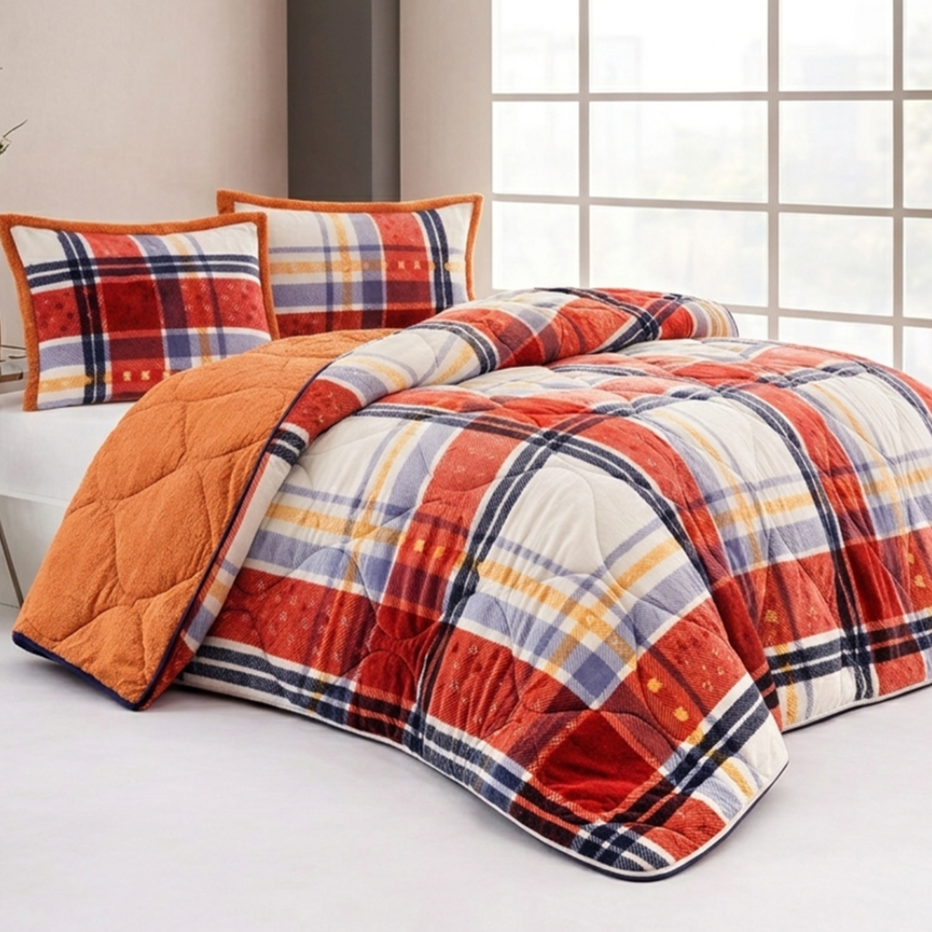 Luxury Winter Comforter Set – Double Sided Quilt with 2 Pillow Covers