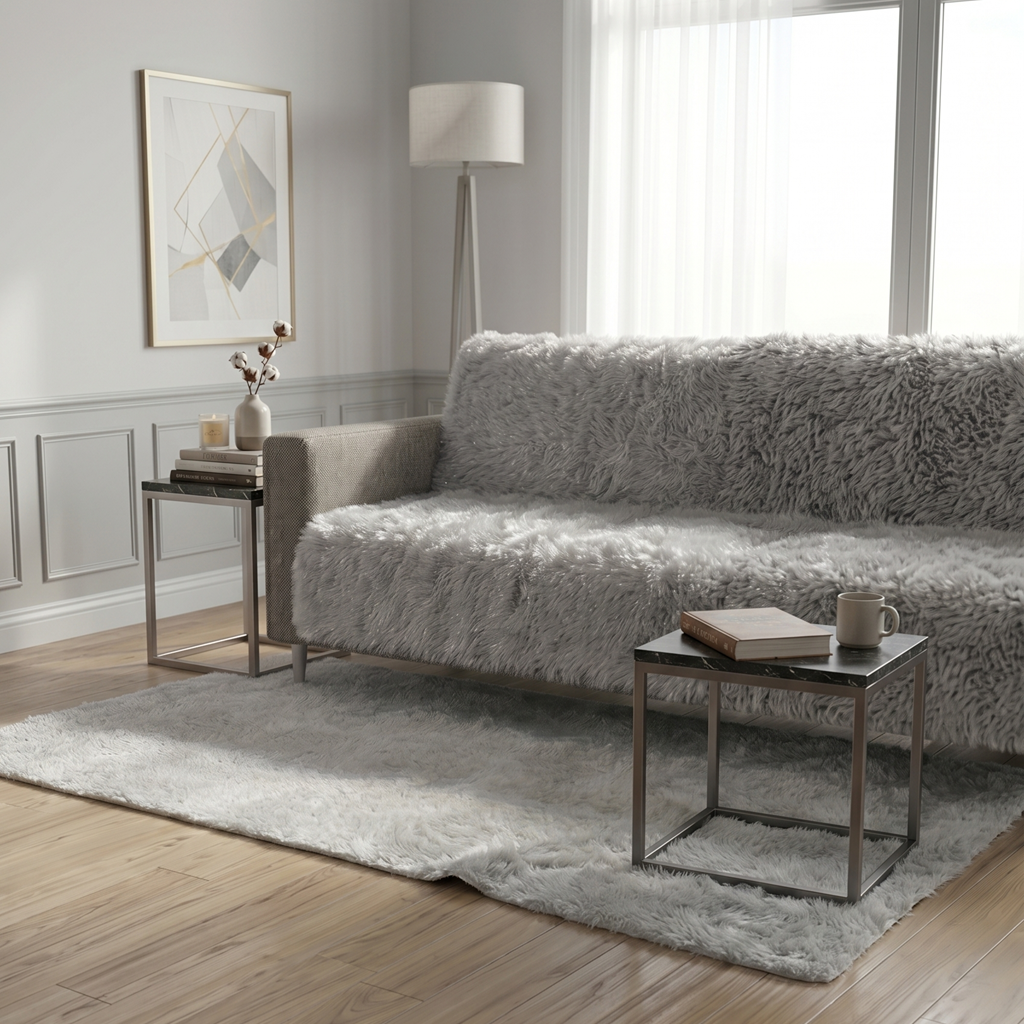 Ultra Soft Furry Couch Cover for Sofa & Living Room